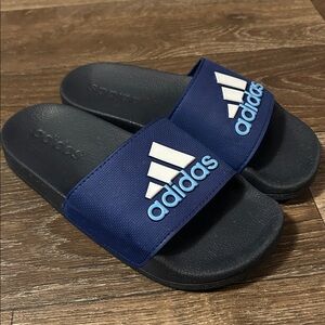 Adidas Youth Dark Blue Slide Sandals with Logo